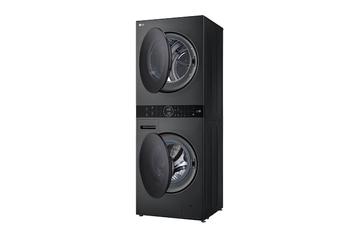 LG  WashTower™ 12/10 kg, max. 1400 ford./perc,  Steam™, TurboWash™360, Automatikus kondenzátortisztítás és ThinQ™ WiFi funkció, WT1210BBF