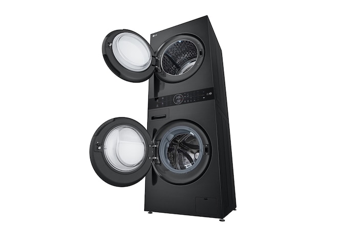 LG  WashTower™ 12/10 kg, max. 1400 ford./perc,  Steam™, TurboWash™360, Automatikus kondenzátortisztítás és ThinQ™ WiFi funkció, WT1210BBF