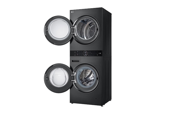 LG  WashTower™ 12/10 kg, max. 1400 ford./perc,  Steam™, TurboWash™360, Automatikus kondenzátortisztítás és ThinQ™ WiFi funkció, WT1210BBF