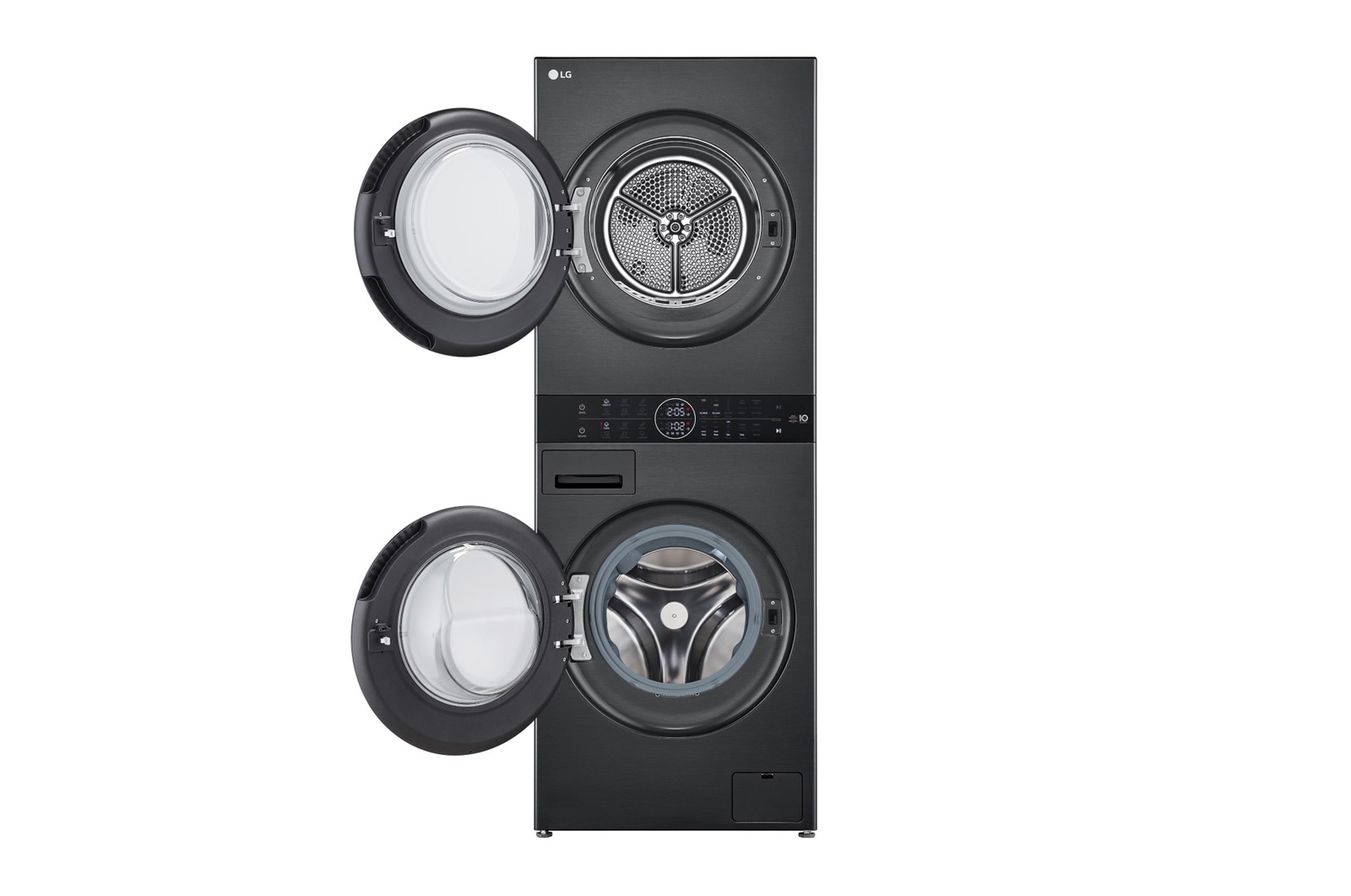 LG  WashTower™ 12/10 kg, max. 1400 ford./perc,  Steam™, TurboWash™360, Automatikus kondenzátortisztítás és ThinQ™ WiFi funkció, WT1210BBF