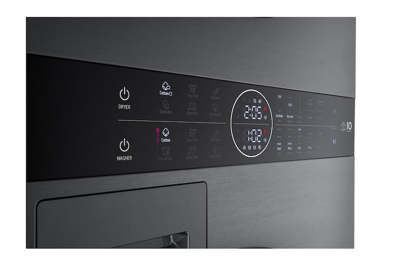 LG  WashTower™ 12/10 kg, max. 1400 ford./perc,  Steam™, TurboWash™360, Automatikus kondenzátortisztítás és ThinQ™ WiFi funkció, WT1210BBF