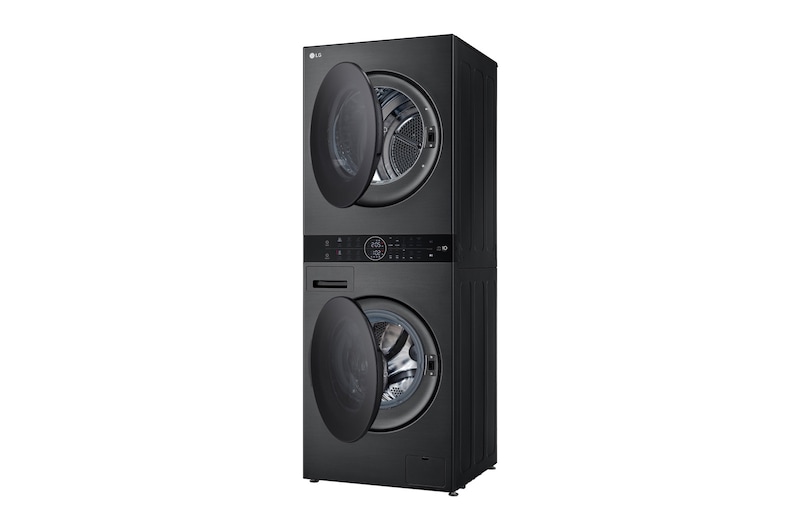 LG  WashTower™ 12/10 kg, max. 1400 ford./perc,  Steam™, TurboWash™360, Automatikus kondenzátortisztítás és ThinQ™ WiFi funkció, WT1210BBF