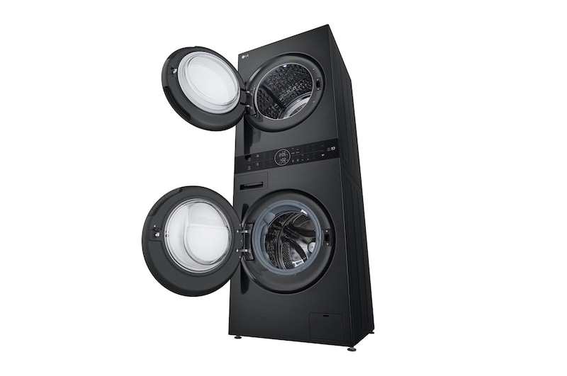 LG  WashTower™ 12/10 kg, max. 1400 ford./perc,  Steam™, TurboWash™360, Automatikus kondenzátortisztítás és ThinQ™ WiFi funkció, WT1210BBF