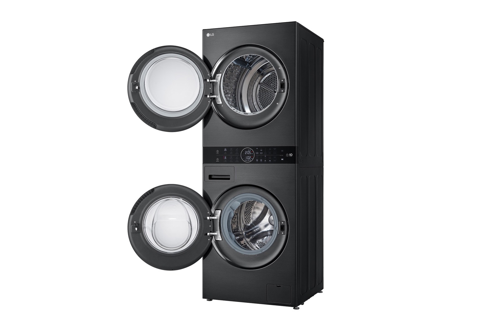 LG  WashTower™ 12/10 kg, max. 1400 ford./perc,  Steam™, TurboWash™360, Automatikus kondenzátortisztítás és ThinQ™ WiFi funkció, WT1210BBF
