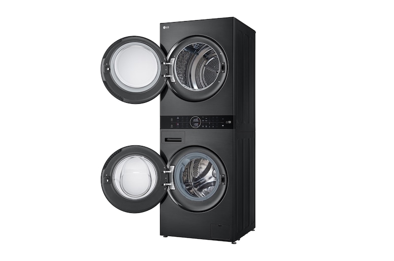 LG  WashTower™ 12/10 kg, max. 1400 ford./perc,  Steam™, TurboWash™360, Automatikus kondenzátortisztítás és ThinQ™ WiFi funkció, WT1210BBF