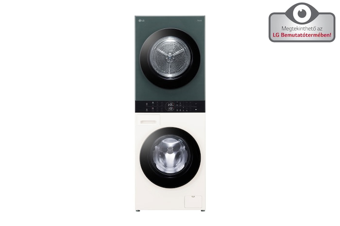 LG WashTower™, 12/10 kg, max. 1400 ford./perc, Steam™, TurboWash™360˚, Automatikus kondenzátortisztítás és ThinQ™ WiFi funkció, WT1210EGF