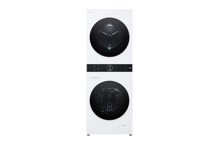 A(z) LG  WashTower™, 12/10 kg, max. 1400 ford./perc, Steam™, TurboWash™360, Automatikus kondenzátortisztítás és ThinQ™ WiFi funkció, WT1210WWF elölnézete