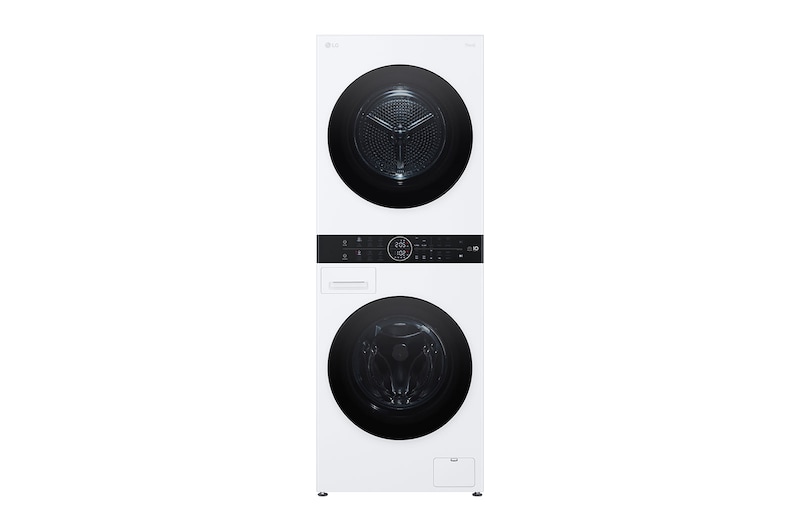 A(z) LG  WashTower™, 12/10 kg, max. 1400 ford./perc, Steam™, TurboWash™360, Automatikus kondenzátortisztítás és ThinQ™ WiFi funkció, WT1210WWF elölnézete
