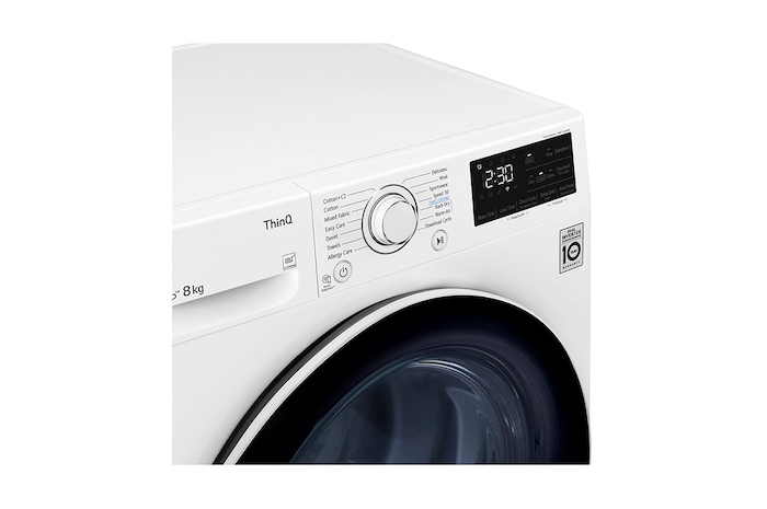 LG 8 kg, Eco Hybrid™ DUAL Inverter Hőszivattyús szárítógép, Automatikus kondenzátortisztítás és ThinQ™ WiFi funkcióval, RH80V3AV6N