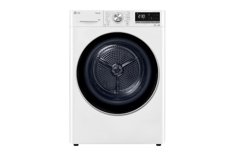 LG 8 kg, Eco Hybrid™ DUAL Inverter Hőszivattyús szárítógép, Automatikus kondenzátortisztítás és ThinQ™ WiFi funkció, RH80V9AV3N
