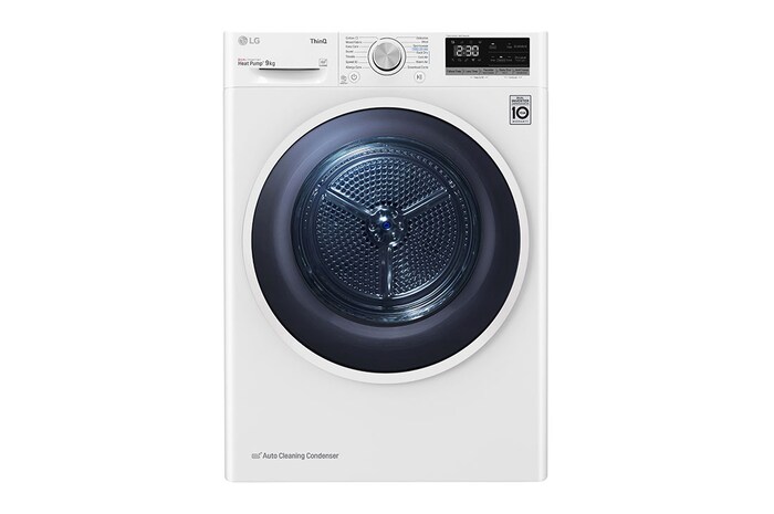 LG 9 kg, Eco Hybrid™ DUAL Inverter Hőszivattyús szárítógép, Automatikus kondenzátortisztítás és ThinQ™ WiFi funkcióval, RH90V5AV6Q