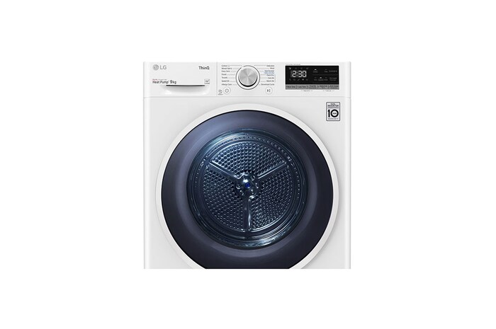 LG 9 kg, Eco Hybrid™ DUAL Inverter Hőszivattyús szárítógép, Automatikus kondenzátortisztítás és ThinQ™ WiFi funkcióval, RH90V5AV6Q