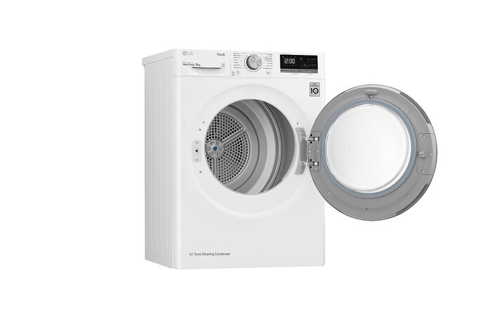 LG 9 kg, Eco Hybrid™ DUAL Inverter Hőszivattyús szárítógép, Automatikus kondenzátortisztítás és ThinQ™ WiFi funkcióval, RH90V5AV6Q