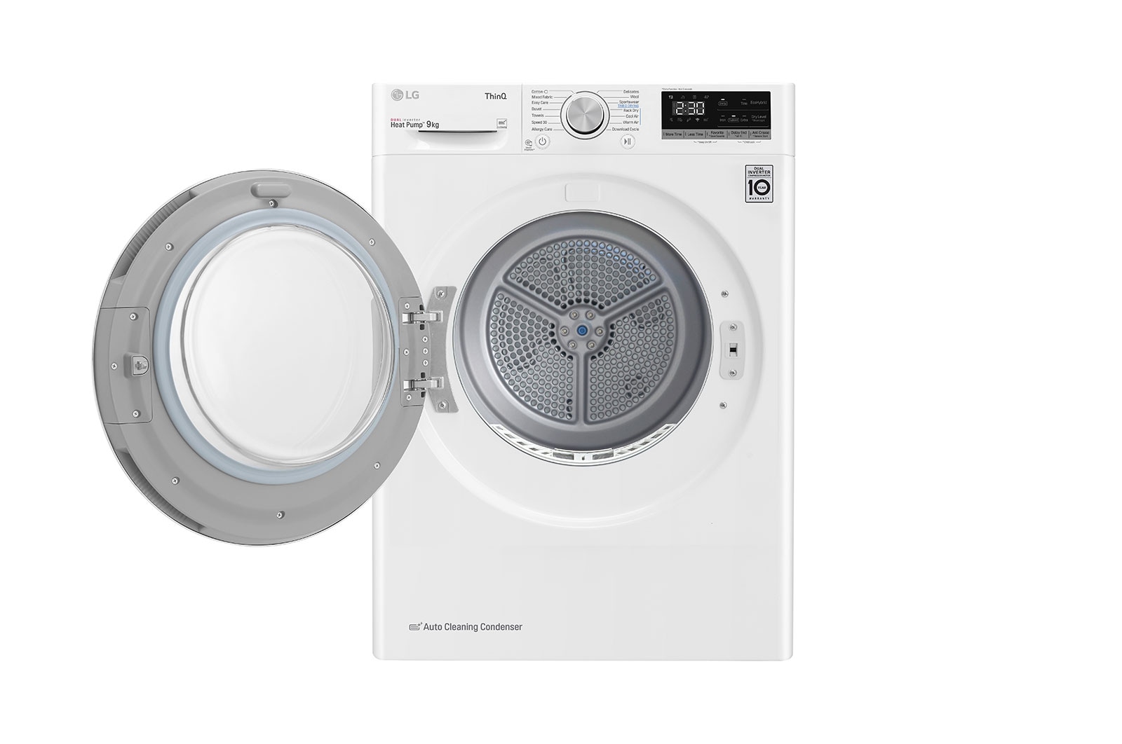 LG 9 kg, Eco Hybrid™ DUAL Inverter Hőszivattyús szárítógép, Automatikus kondenzátortisztítás és ThinQ™ WiFi funkcióval, RH90V5AV6Q
