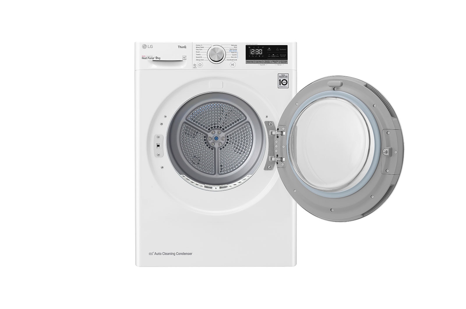 LG 9 kg, Eco Hybrid™ DUAL Inverter Hőszivattyús szárítógép, Automatikus kondenzátortisztítás és ThinQ™ WiFi funkcióval, RH90V5AV6Q