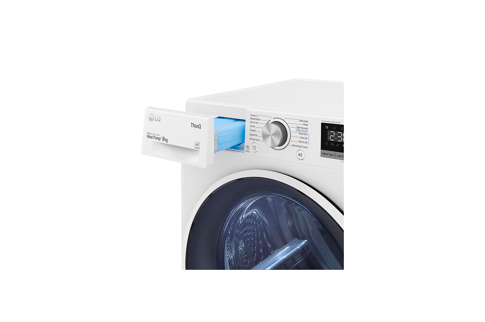 LG 9 kg, Eco Hybrid™ DUAL Inverter Hőszivattyús szárítógép, Automatikus kondenzátortisztítás és ThinQ™ WiFi funkcióval, RH90V5AV6Q
