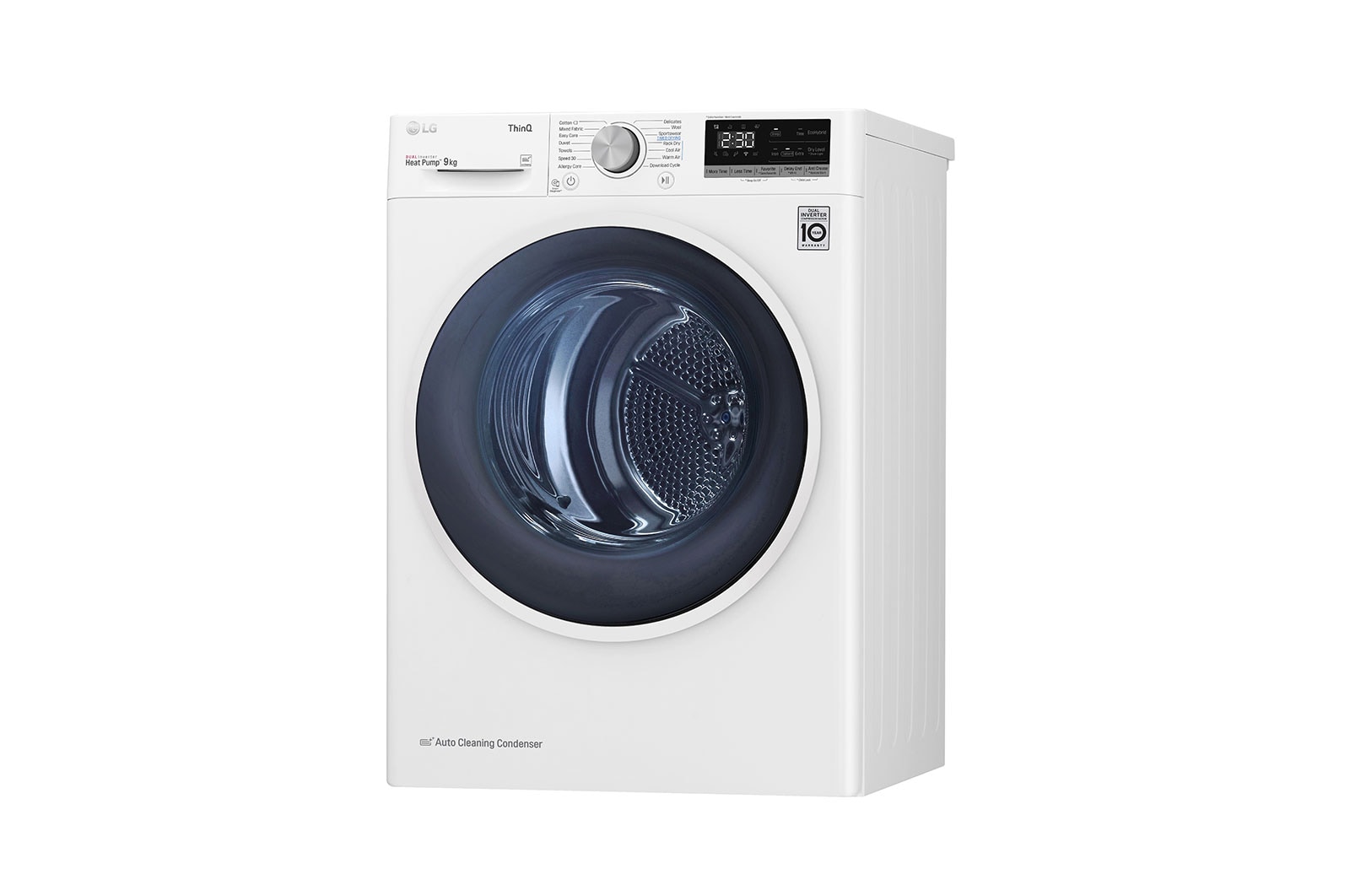 LG 9 kg, Eco Hybrid™ DUAL Inverter Hőszivattyús szárítógép, Automatikus kondenzátortisztítás és ThinQ™ WiFi funkcióval, RH90V5AV6Q