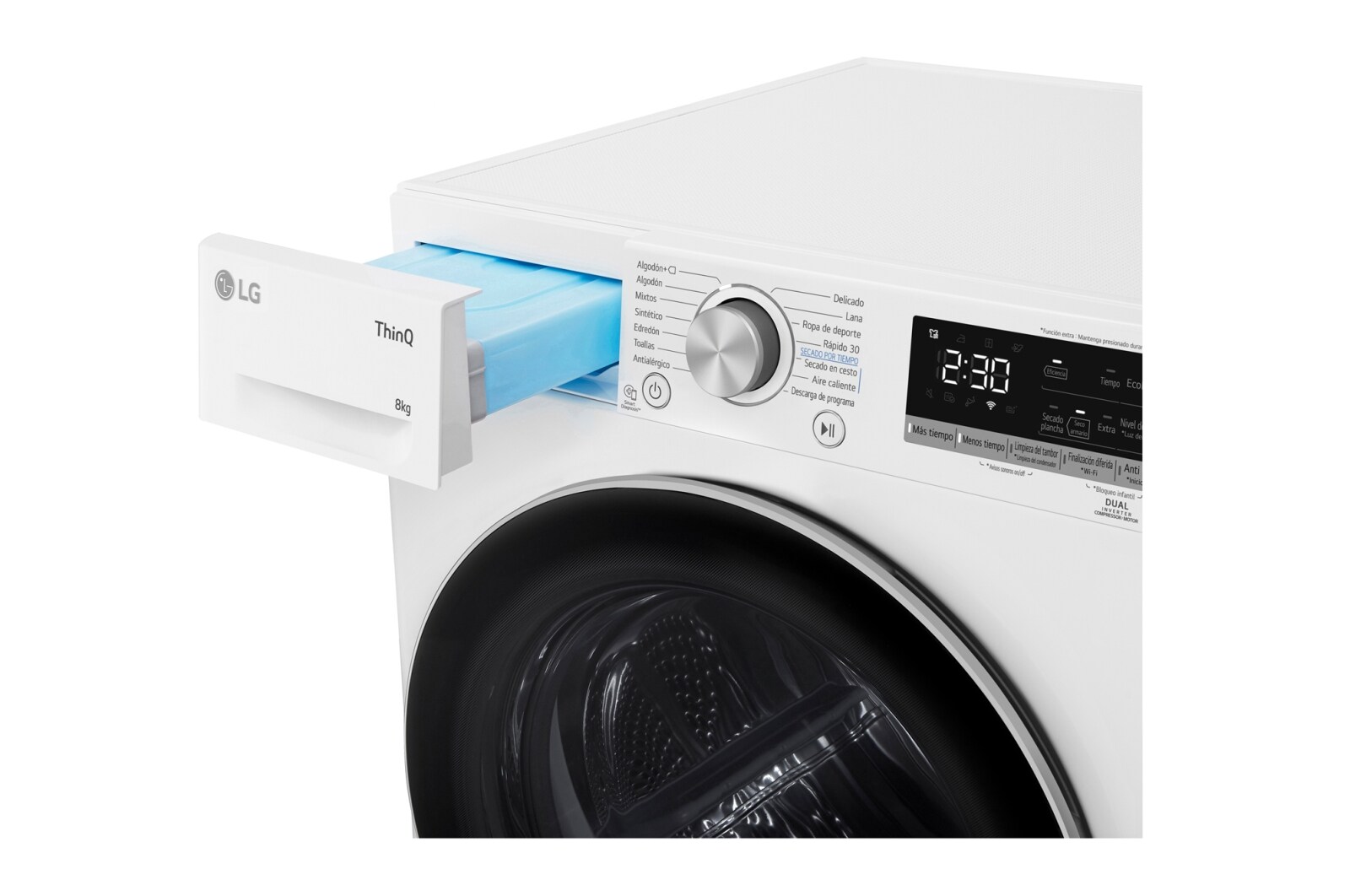 LG 9 kg, Eco Hybrid™ DUAL Inverter Hőszivattyús szárítógép, Automatikus kondenzátortisztítás és ThinQ™ WiFi funkció, RH90V9AV3N