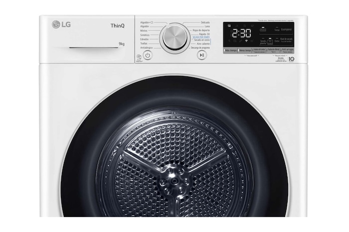 LG 9 kg, Eco Hybrid™ DUAL Inverter Hőszivattyús szárítógép, Automatikus kondenzátortisztítás és ThinQ™ WiFi funkció, RH90V9AV3N
