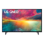 Az LG QNED TV elölnézete kitöltőképpel és terméklogóval