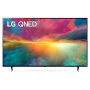 Az LG QNED TV elölnézete kitöltőképpel és terméklogóval