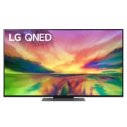 Az LG QNED TV elölnézete kitöltőképpel és terméklogóval