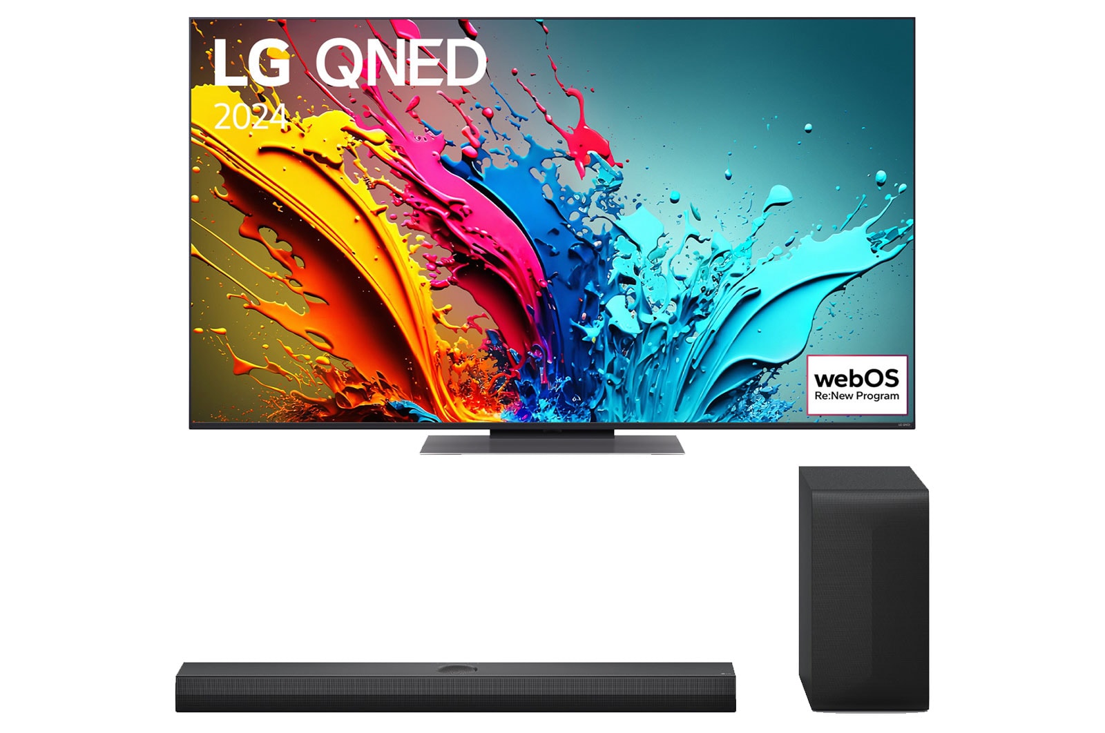 A(z) 55 colos LG QNED86 4K Smart TV 2024 &#43; S70TY Dolby Atmos 3.1.1 csatornával 2024  B55QNED86T.S70TY elölnézete