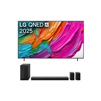 86 colos LG QNED AI QNED8E 4K Smart TV + S70TR LG Home Theater Soundbar Dolby Atmos hátsó hangszórókkal 5.1.1 csatornával