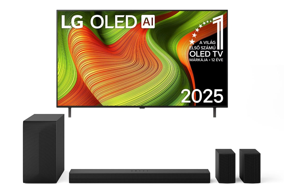 55 colos LG OLED AI B5 4K Smart TV + S60TR LG Home Theater Soundbar Térhatású hátsó hangszórókkal 5.1 csatornával