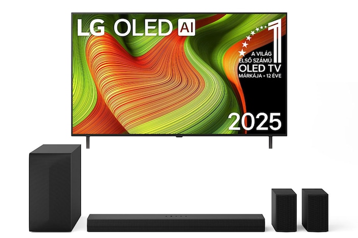 55 colos LG OLED AI B5 4K Smart TV + S60TR LG Home Theater Soundbar Térhatású hátsó hangszórókkal 5.1 csatornával