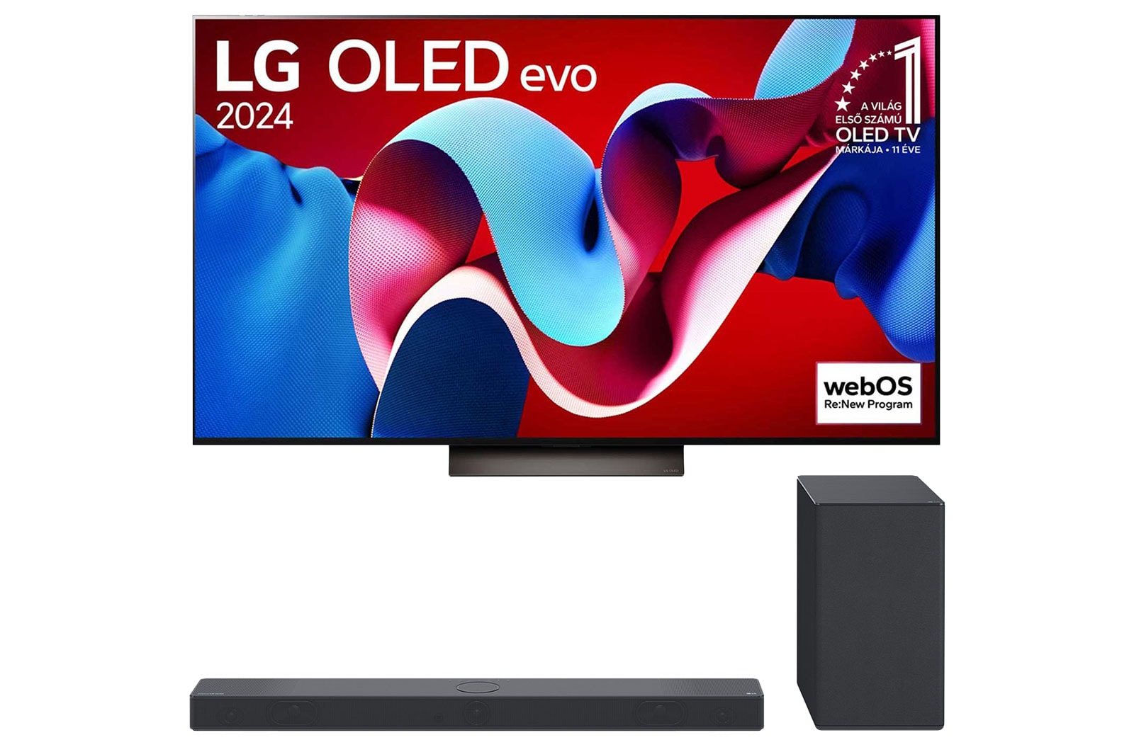 A(z) 55 colos LG OLED evo C4 4K Smart TV 2024 &#43; SC9S 3.1.3 Dolby Atmos soundbar BOLED55C41.SC9 elölnézete