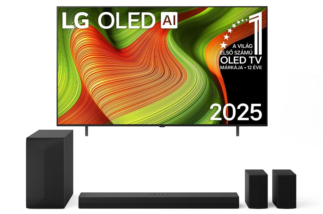 65 colos LG OLED AI B5 4K Smart TV + S60TR LG Home Theater Soundbar Térhatású hátsó hangszórókkal 5.1 csatornával