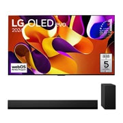 A(z) 65 colos LG OLED evo G4 4K Smart TV 2024 &#43; SG10TY Dolby Atmos 3.1 csatornás hangprojektor BOLED65G4LW.SG10TY elölnézete