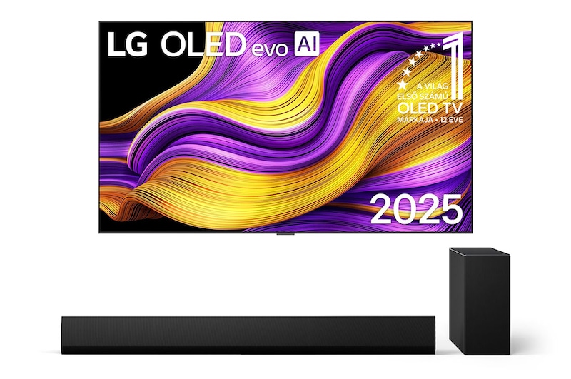 77 colos LG OLED evo AI G5 4K Smart TV + LG Soundbar TV-hez SG10TY Dolby Atmos 3.1 csatornás hangprojektor