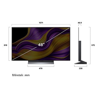 OLED48G53LS méretei mm-ben