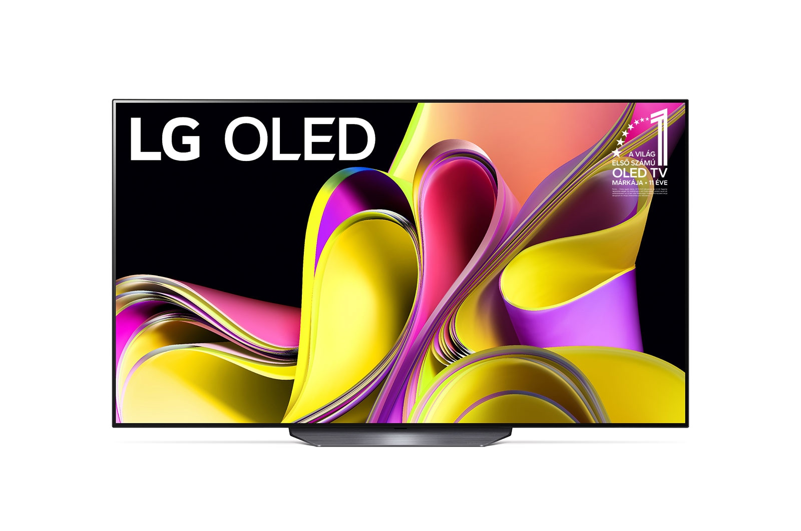 Az LG OLED elölnézete a 11 Years World No.1 OLED (10 éve a világ első számú OLED-je) emblémával.
