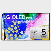 Elölnézet, melyen az LG OLED evo Gallery Edition látható a képernyőn