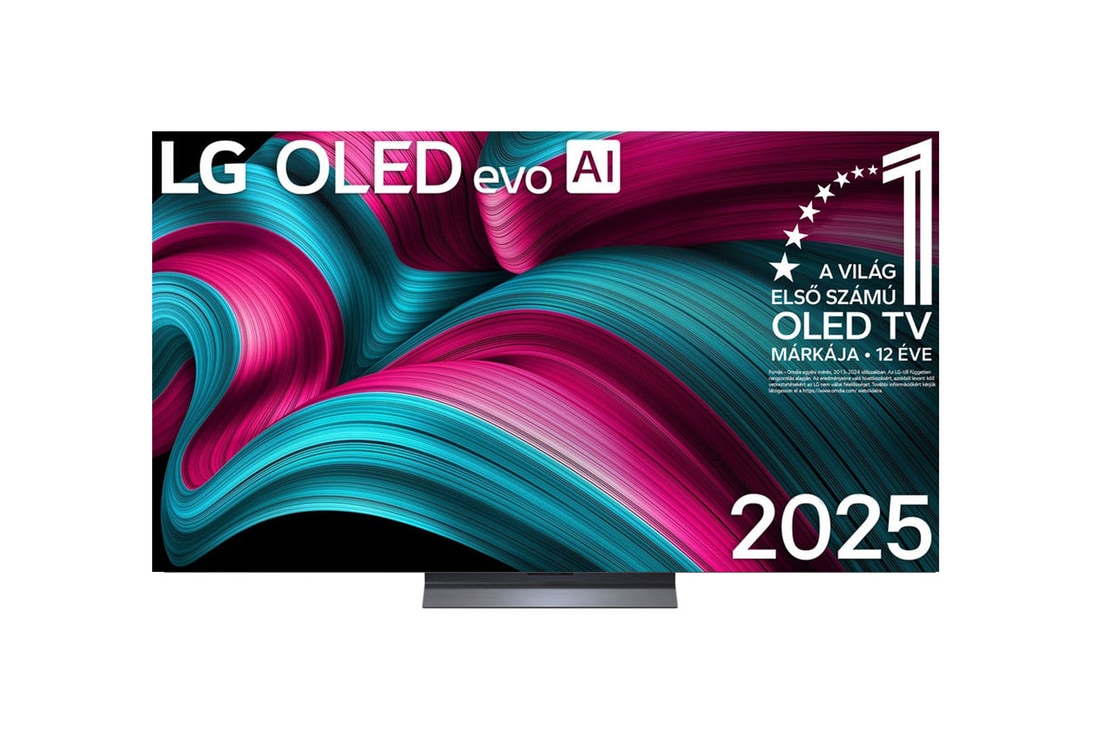 LG OLED evo AI C5 4K Smart TV elölnézet "A világ első számú OLED TV márkája 12 éve" logóval