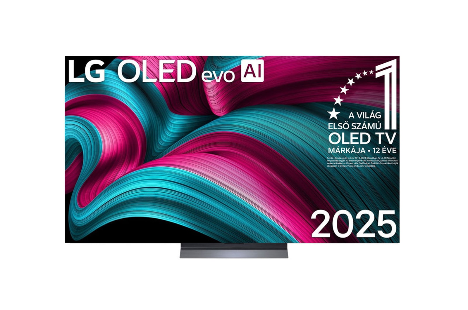 LG OLED evo AI C5 4K Smart TV elölnézet "A világ első számú OLED TV márkája 12 éve" logóval