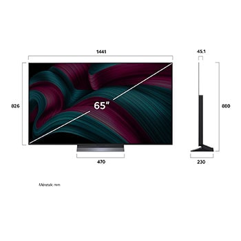 LG OLED evo AI C5 4K Smart TV méretek mm-ben