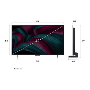 LG OLED evo AI C5 4K Smart TV méretek