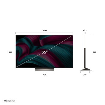 OLED65C5ELB méretei mm-ben