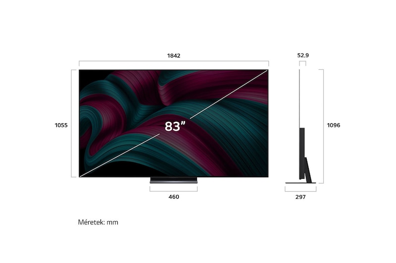 Side view of LG OLED evo AI C5 4K Smart TV.