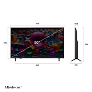 50UA73003LA méretek mm-ben, képtáló colban