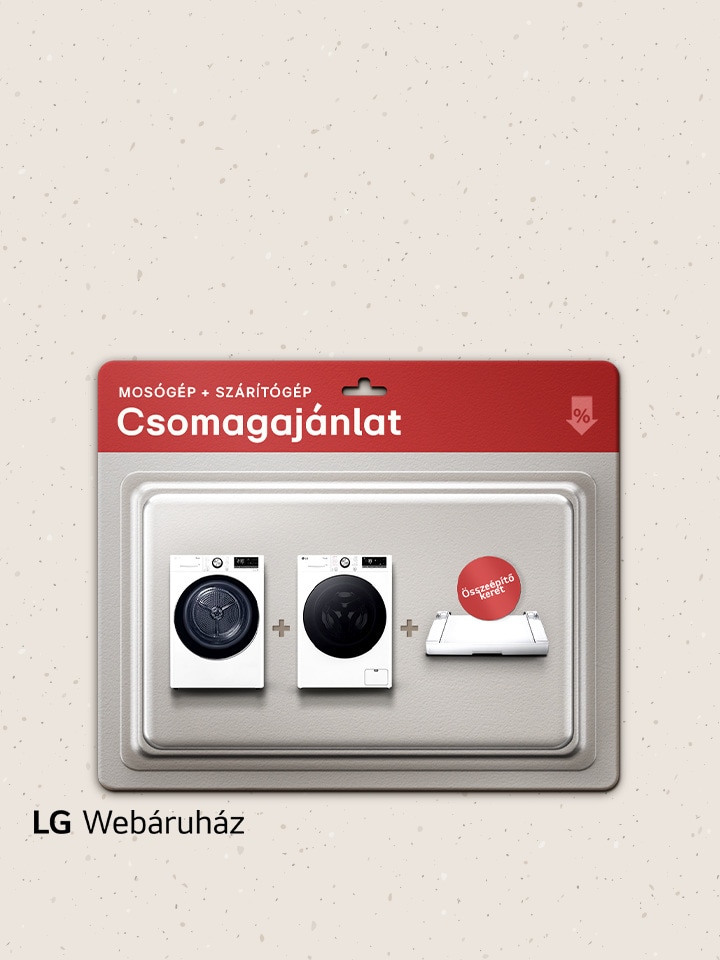 Akár 15% kedvezmény LG mosógépre és szárítógépre összeépítő kerettel együtt az LG Webáruházban!