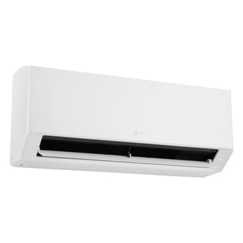 Left low-angle front view of LG TURBOCOOL Standard Air Conditioner with open lower vane