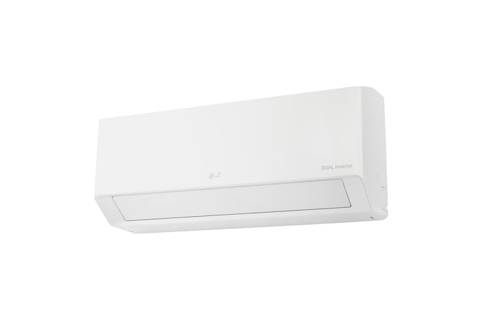 Right low-angle front view of LG DUALCOOL Inverter air conditioner