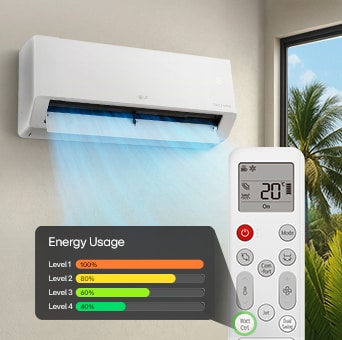 Gambar pengaturan konsumsi daya menggunakan remote control melalui fungsi Watt control pada AC LG.