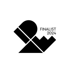 Logo IDEA dengan tulisan “Finalist 2024”, merepresentasikan penghargaan desain.