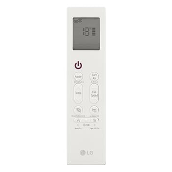 Remote control AC LG dengan layar tampilan dan tombol-tombol.